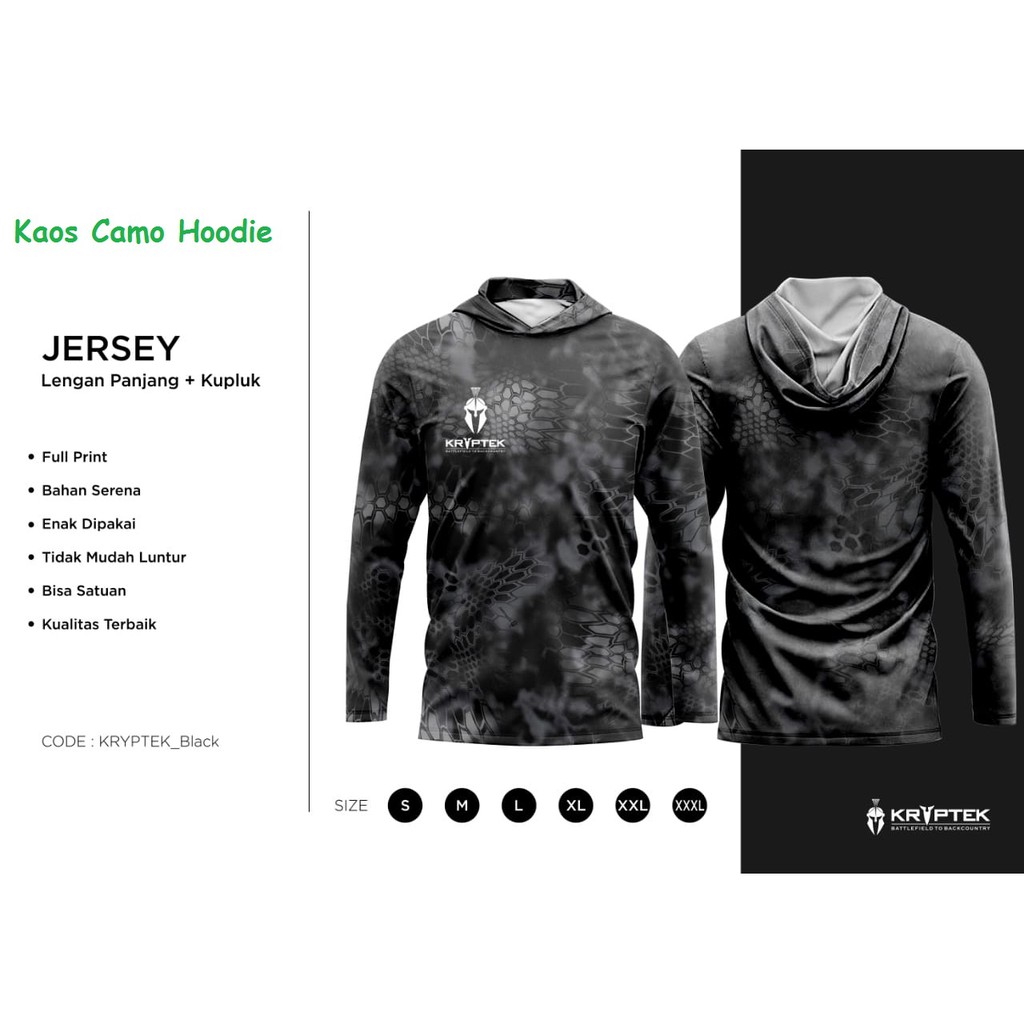 Kaos Camo Berburu Perbakin Kryptek Hitam 3D Hoodie