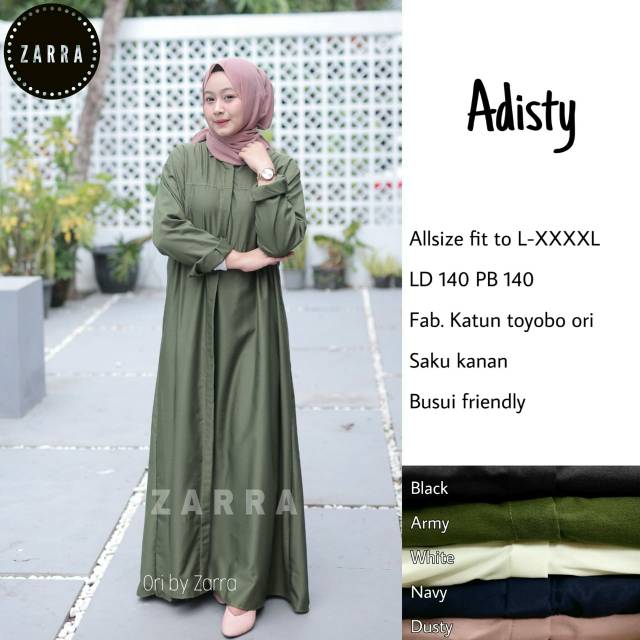 Adisty Dress / Dress Polos / Gamis Katun / Gamis Toyobo / Ori by Zarra