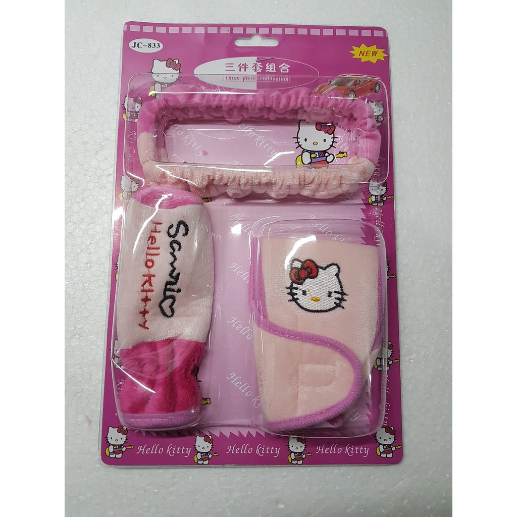 Cover 3 In 1 PINK Hello Kitty Sanrio for Lady Driver pengemudi wanita cover rem spion dan persneling