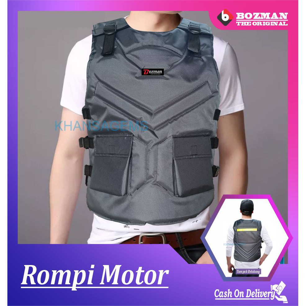 ROMPI MOTOR ANTI ANGIN PELINDUNG DADA TOURING/BIKERS-Double/Cordura Grey