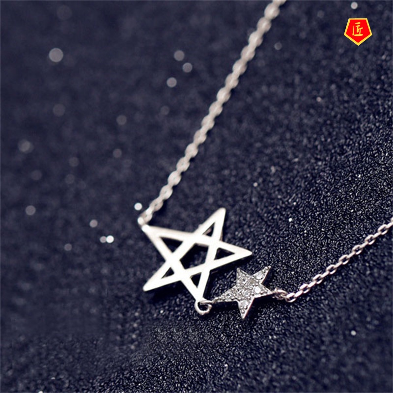 [Ready Stock]Diamond-Studded Stars Necklace Korean Simple Sweet