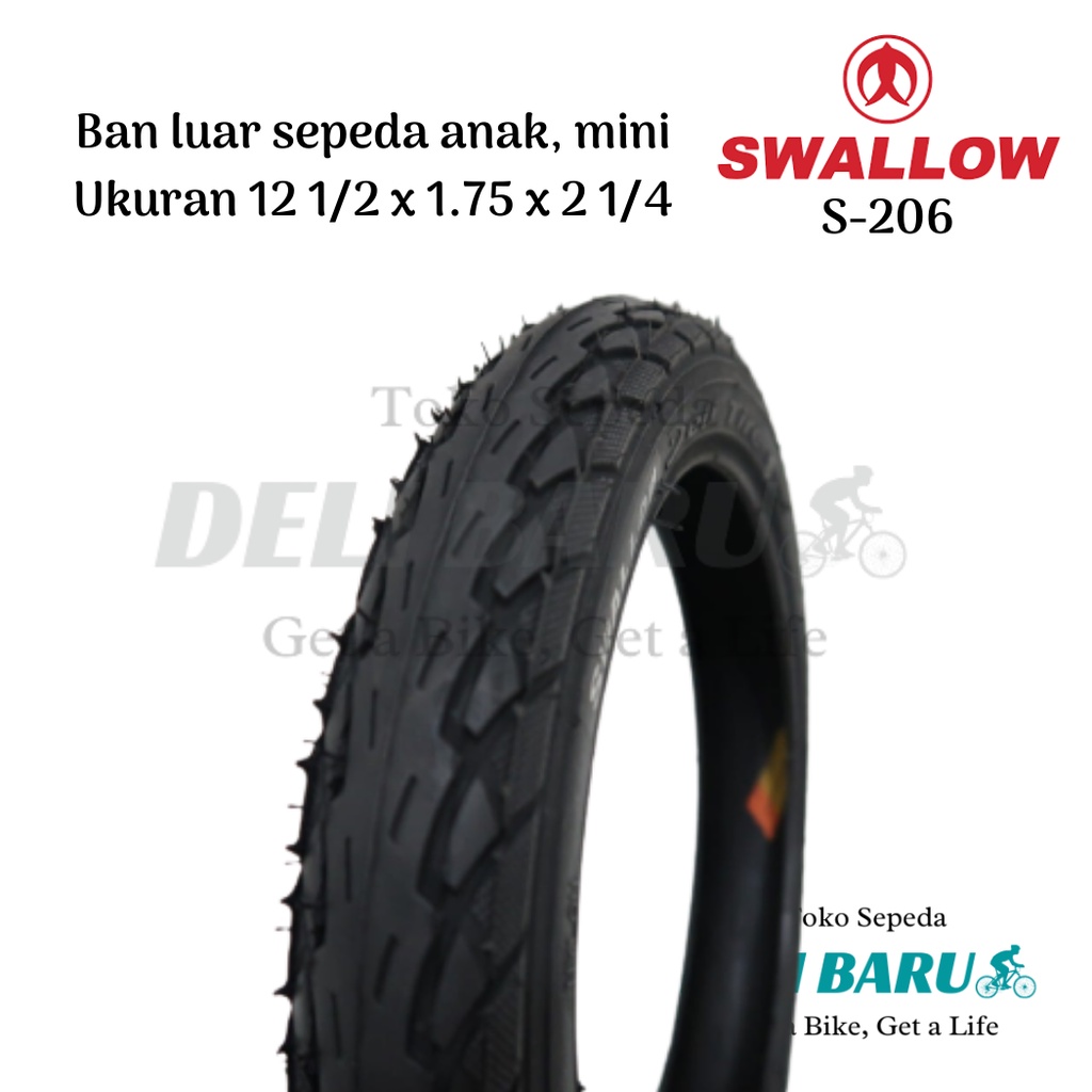 Swallow Ban luar 12 1/2 x 1.75 x 2 1/4 hitam sepeda anak, mini