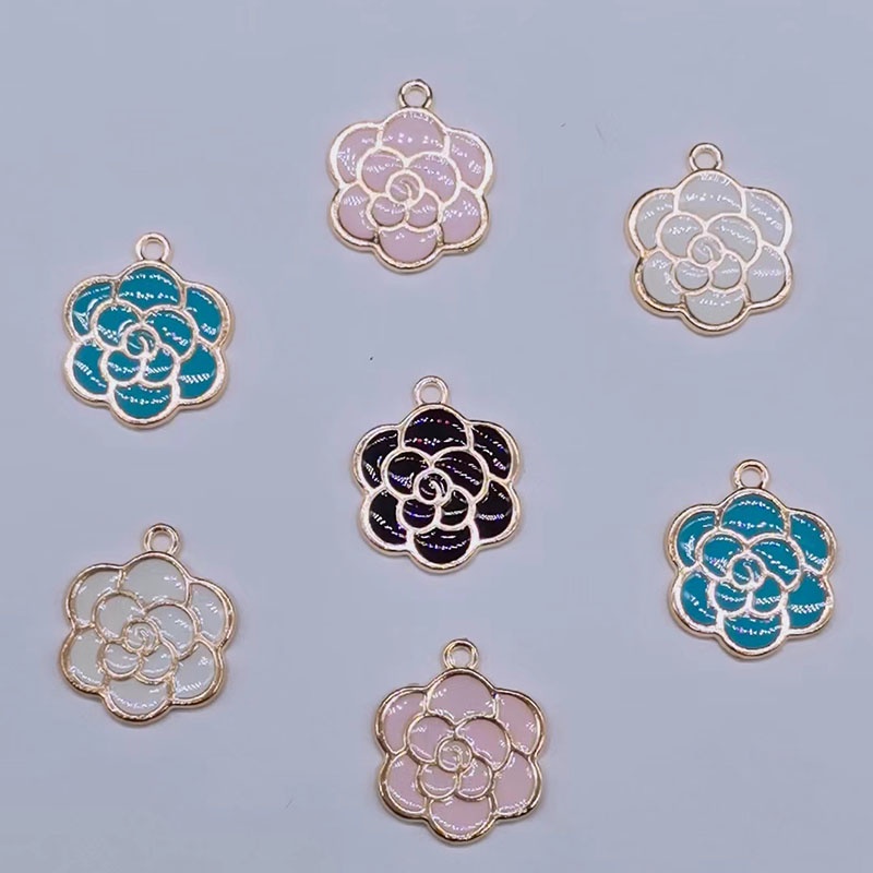 10pcs Liontin Bunga Enamel Untuk Aksesoris Perhiasan Gelang DIY