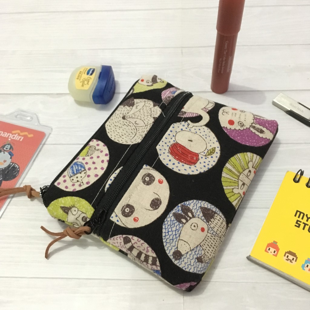 

katunkatunbags Mini Duo Zip Pouches cute animals kawaii