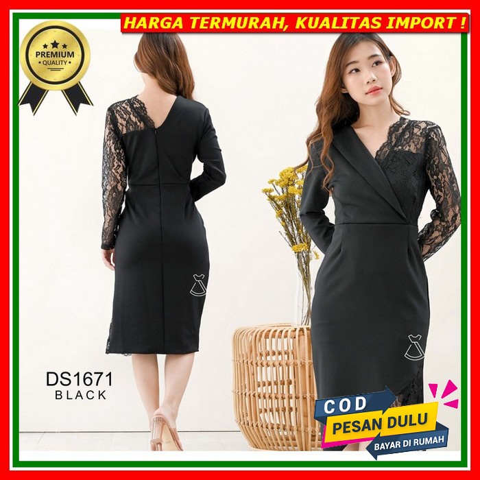 Baju Dress Wanita Remaja Trendy Terbaru 2021 Gaun Modis Pesta Natal Im Vn1105 - Dress Pesta Batik Bu