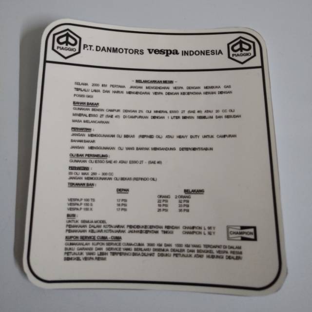 Sticker Vespa PTS danmotor