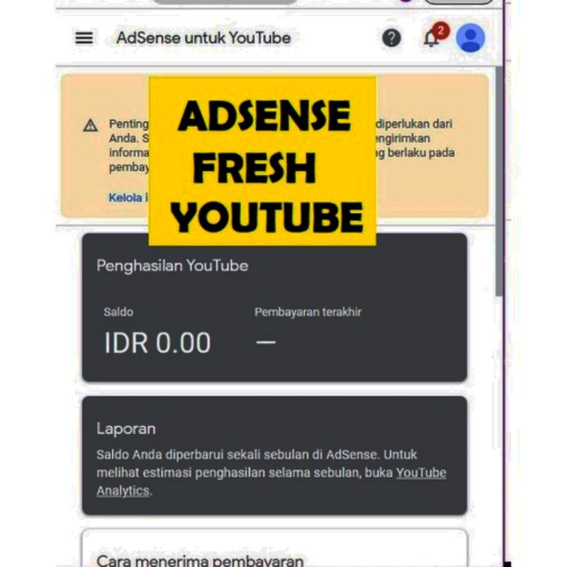 Adsense Fresh untuk YT