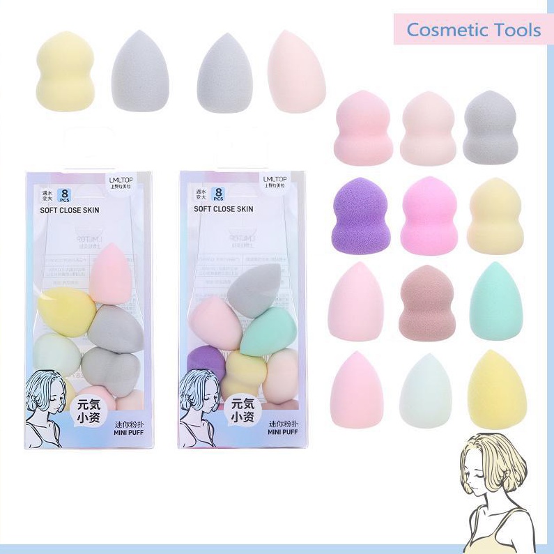 BEAUTY BLENDER MINI ISI 8 PCS Mini Sponge Kecil Small Size Mini Spons Make Up Sponge