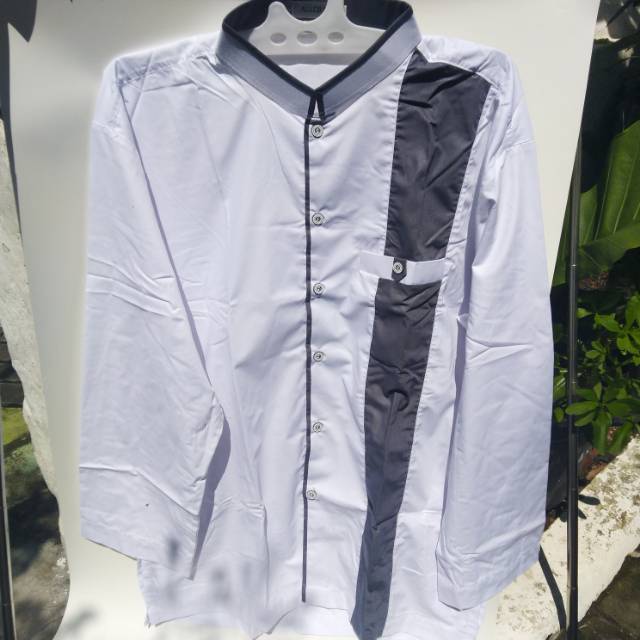 Murah Koko Allebas polos kombinasi Taqwa lengan panjang jasko hadroh Madani Haibah Putih Katun Spoon