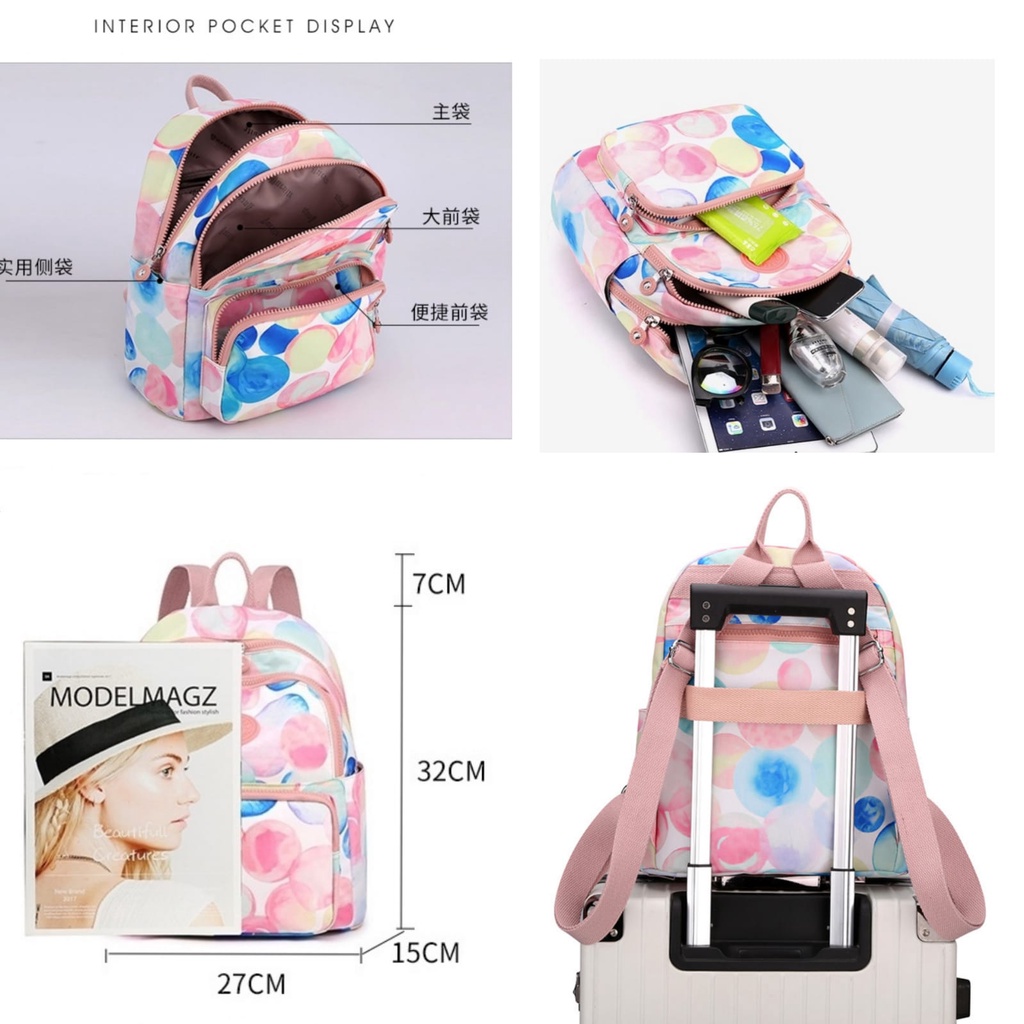 TAS RANSEL WANITA IMPORT KOREA ANTI AIR LUCU GENDONG PINK PREMIUM BACKPACK SEMIA TA603P3 PUNGGUNG SEKOLAH KULIAH KERJA BRANDED BATAM MURAH CEWEK REMAJA KEKINIAN MURAH