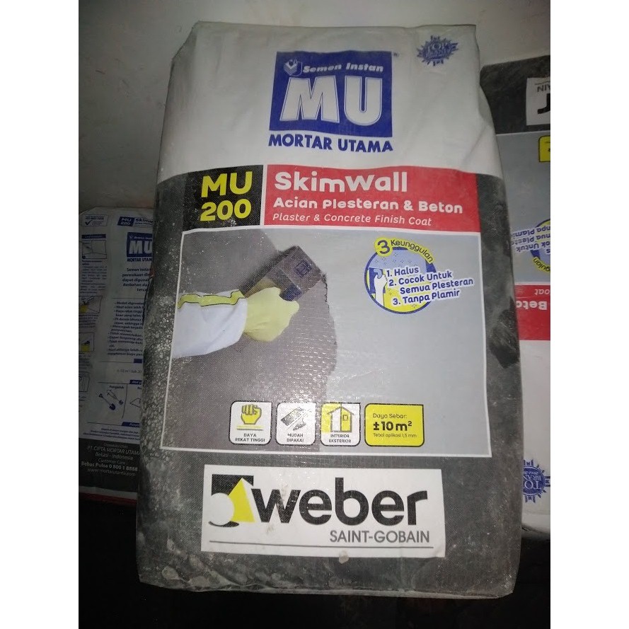 MU200 SKIMWALL Acian Plesteran dan beton 20kg ( MU 200 )