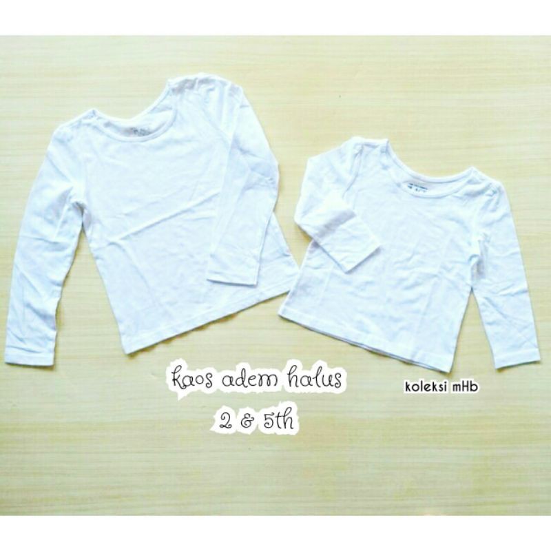 place kaos anak perempuan 2 & 5 tahun / baju panjang putih