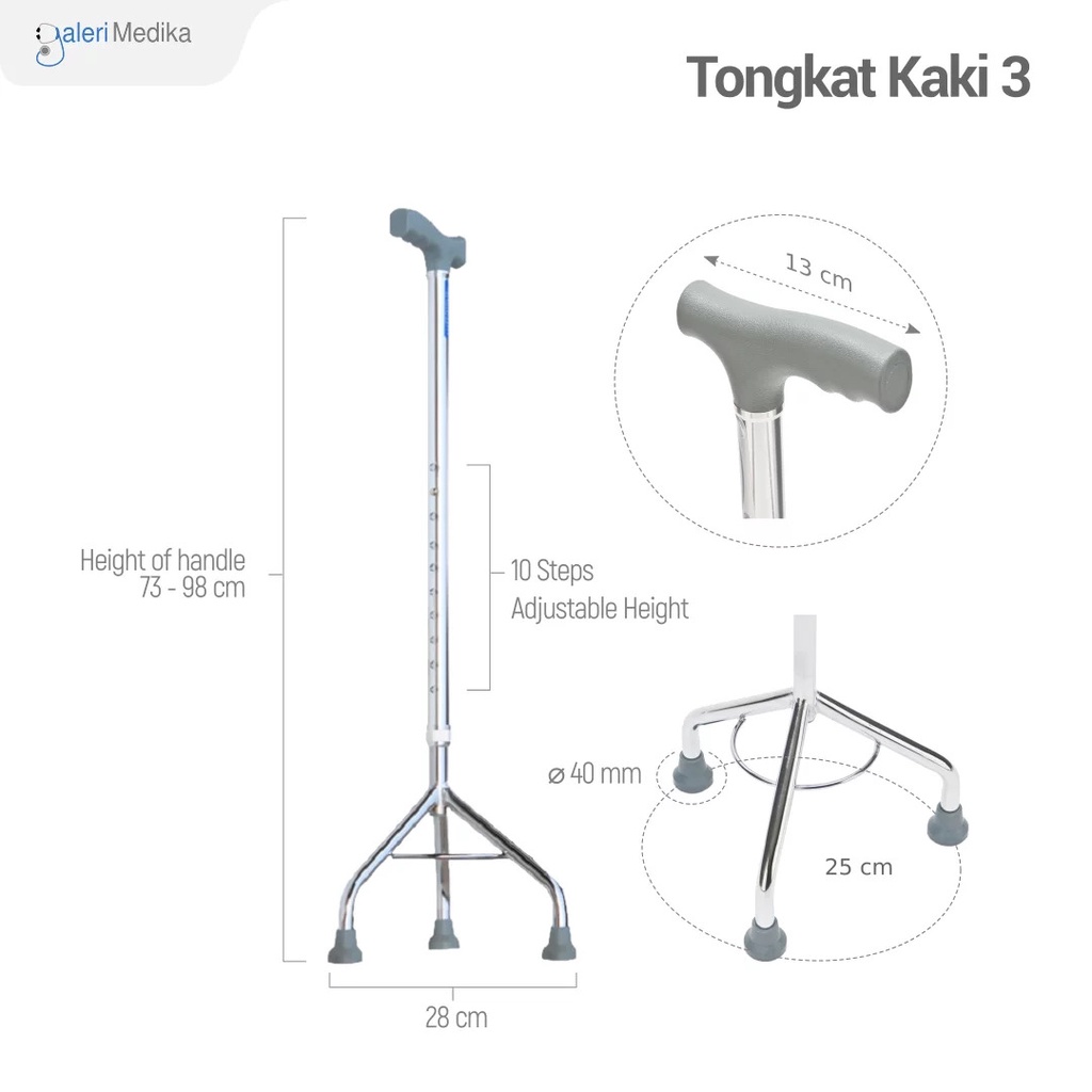 TONGKAT BANTU JALAN LANSIA / TONGKAT 3 KAKI DAN 4 KAKI STAINLESS