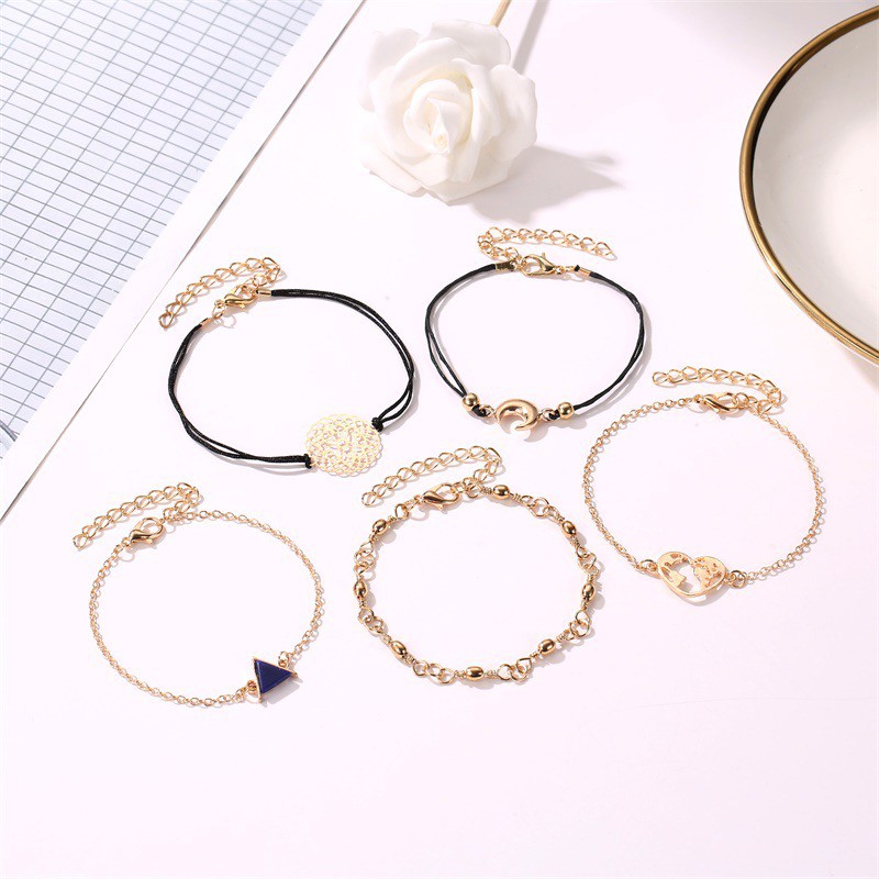 5 PCS/Gelang set aksesoris Gelang pirus hitam segitiga lima potong