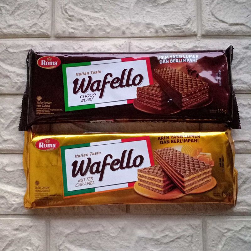 Roma Wafello 130gr 135gr Besar Wafer Butter Caramel Choco Blast Karamel Coklat Makanan Snack Cemilan