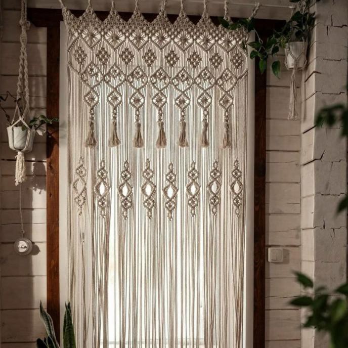 Tirai Makrame / Gorden Macrame / Tirai Pintu / Tirai Jendela S5Wh997Ij0