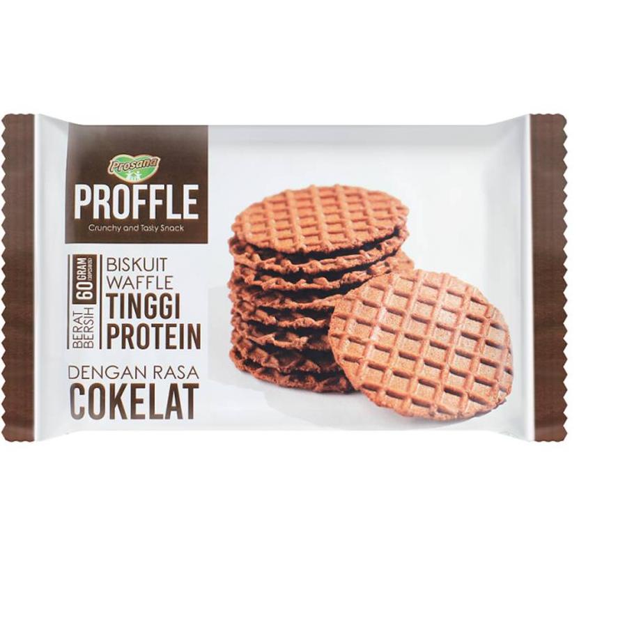 

BISA COD ✔️PROFFLE Rasa Cokelat High Protein Waffle 60g x 3 pcs|KD3