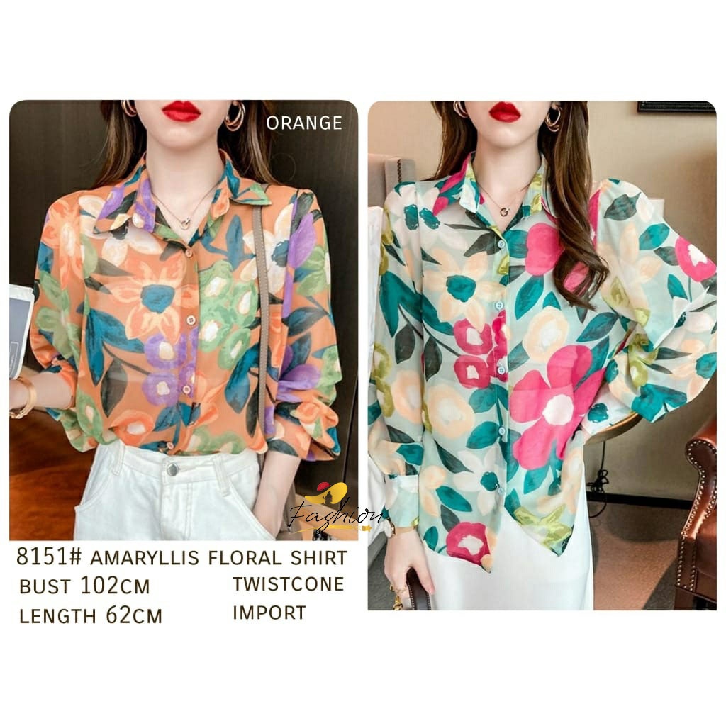 PAKAIAN KEMEJA WANITA AMARYLLIS SHIRT IMPORT TWO COLOR | X 1406