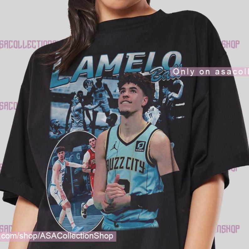 Kaos Olahraga Basketball LaMelo, Baju Atlet Charlotte Hornets NBA LaMelo.