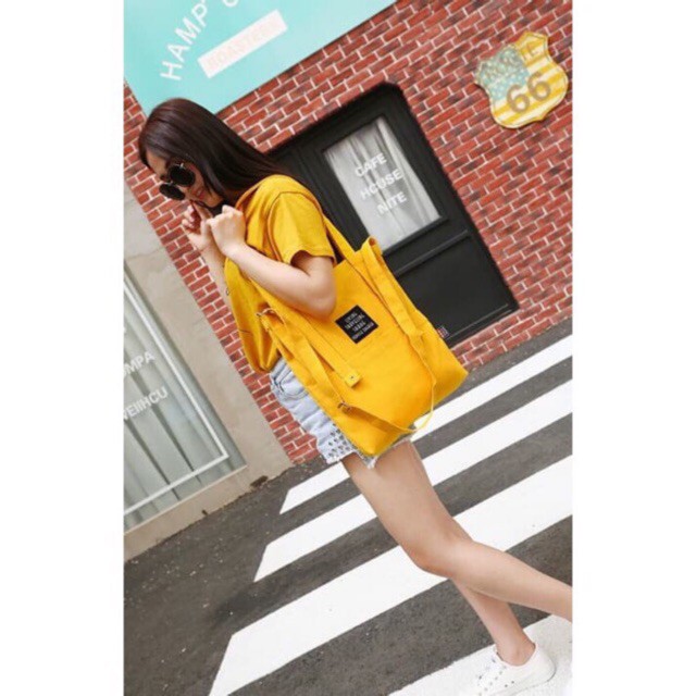 SALE AKHIR TAHUN Tas Tote Bag Wanita Kanvas Warna Polos Solid Colour Canvas Layer Rainy