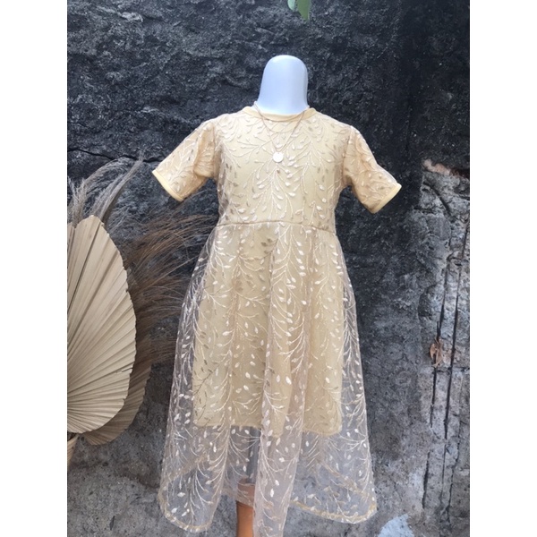 DRESS ANAK PEREMPUAN TILE GLITTER PREMIUM FULL PURING