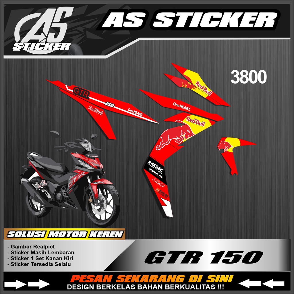 3800a STRIPING STICKER MOTOR HONDA GTR 150 TAHUN 2020 DESIGN STIKER RED BULL SEMIFULL