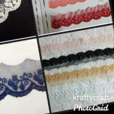 ✯ Renda tile bunga bordir rajut brokat gyper / giper katun baju mukena kebaya meteran harga 1 ROLL ➣