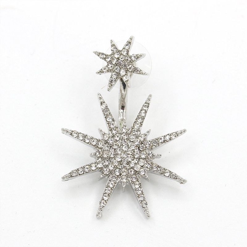 Anting Panjang Desain Bintang Snowflake Aksen Kristal Berlian Imitasi Warna Ungu Gaya Korea Untuk Wanita