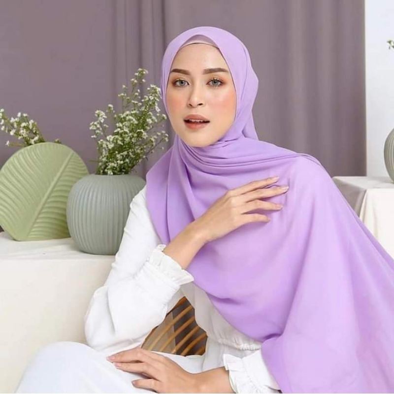 Pashmina Lilac Sabyan Polos Diamondcrepe