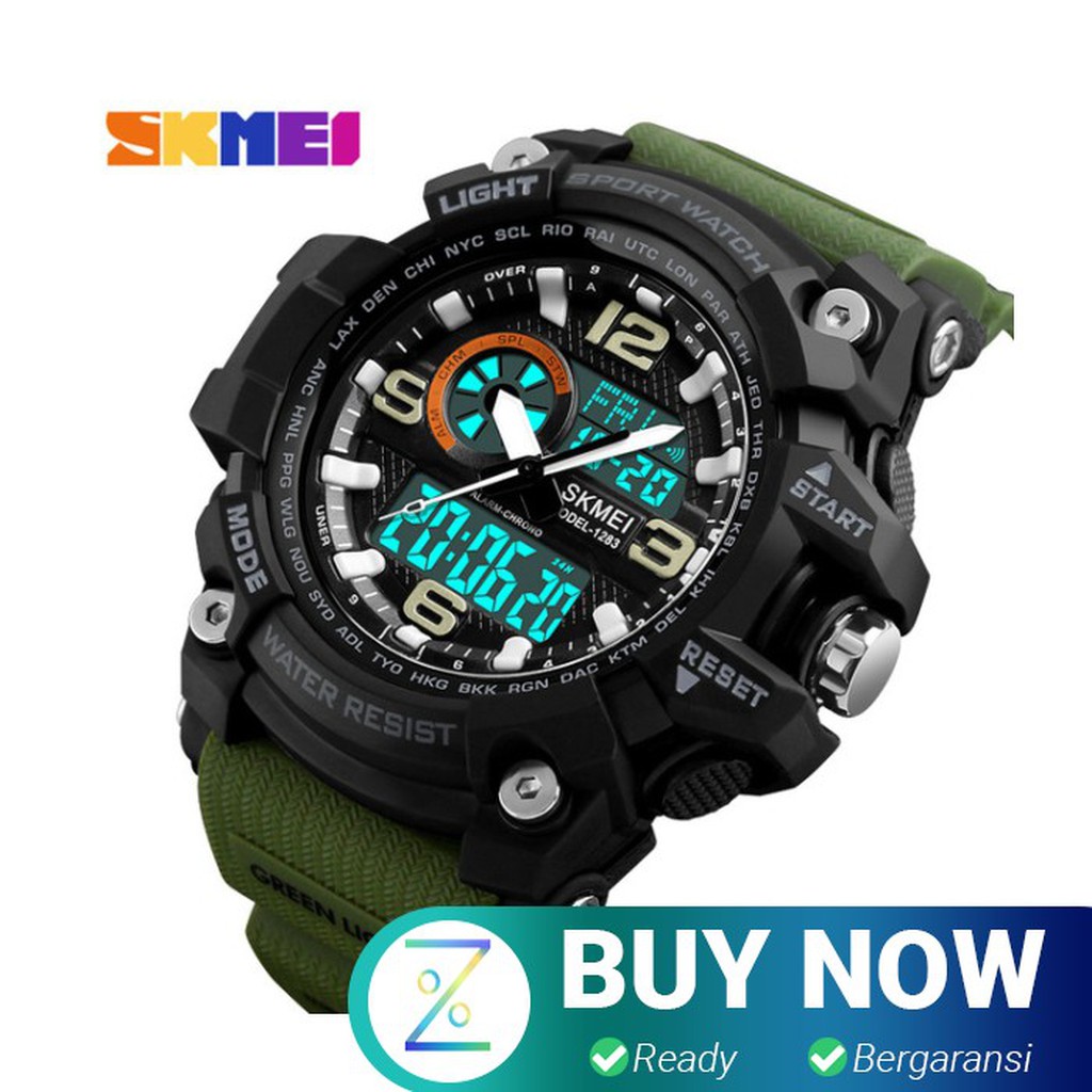 SKMEI Jam Tangan Digital Analog Pria - 1283 - Army Green