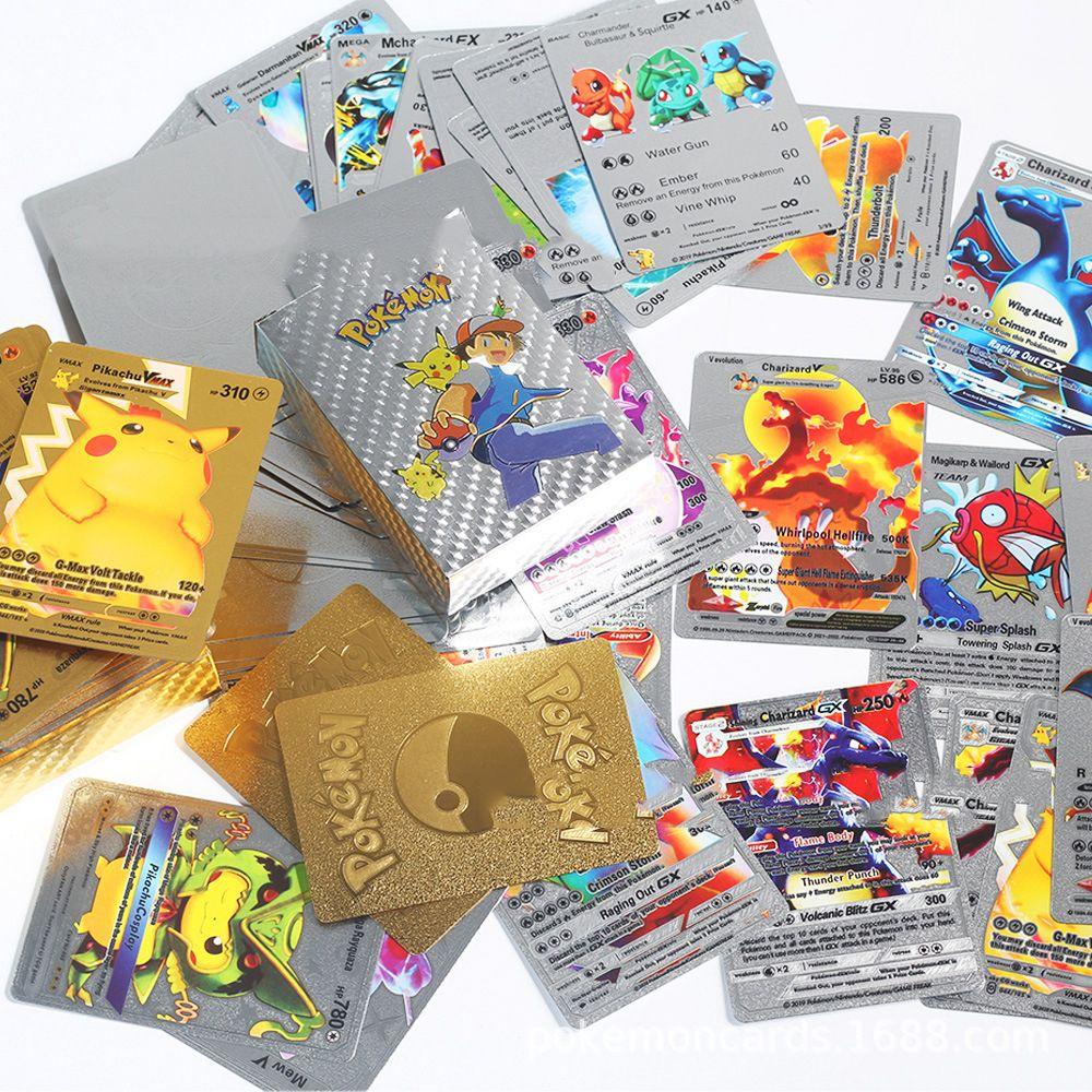 Kartu QUINTON Pokemon Golden Mainan Anak Energy Card Aksesoris PIKACHU Charizard V V Vmax Pet Sprite Card