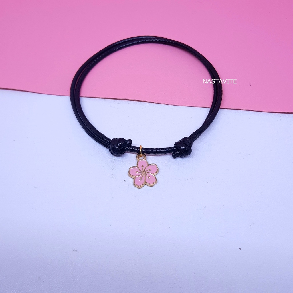 Gelang Liontin Kupu Kupu Couple Awan Tali Korea Hitam Persahabatan Pacar Bestie Love Gelang Sunflower Pink Series Murah