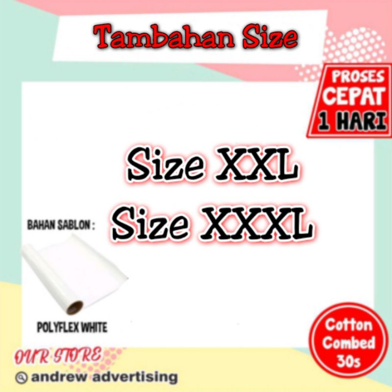 Tambahan Size Baju XXL dan XXXL