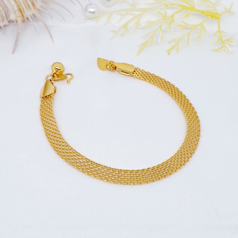 PROMO NEW gelang tangan tikar import gold colour 18cm