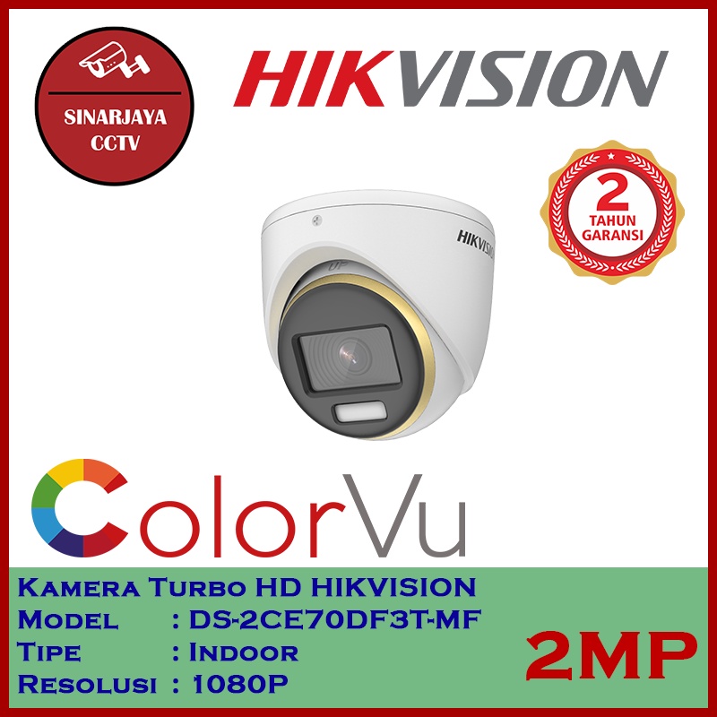Kamera CCTV Indoor/Outdoor Hikvision DS-2CE70DF3T-MF/DS-2CE10DF3T-F ColorVu Garansi Resmi