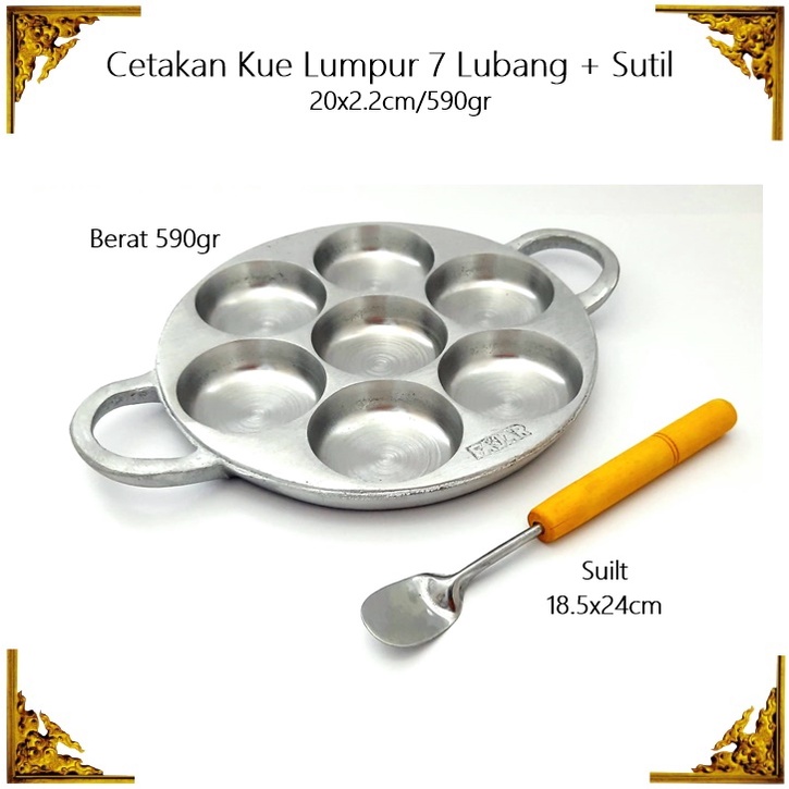 [2in1] Set Cetakan Kue Lumpur 7 Lubang + Sutil