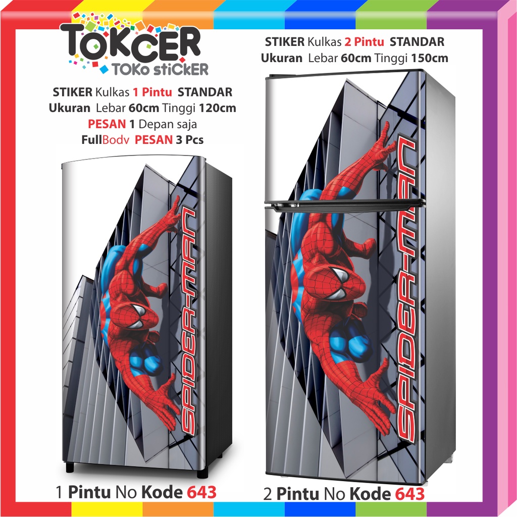 STIKER Kulkas 1 Pintu atau 2 Pintu SPIDERMAN