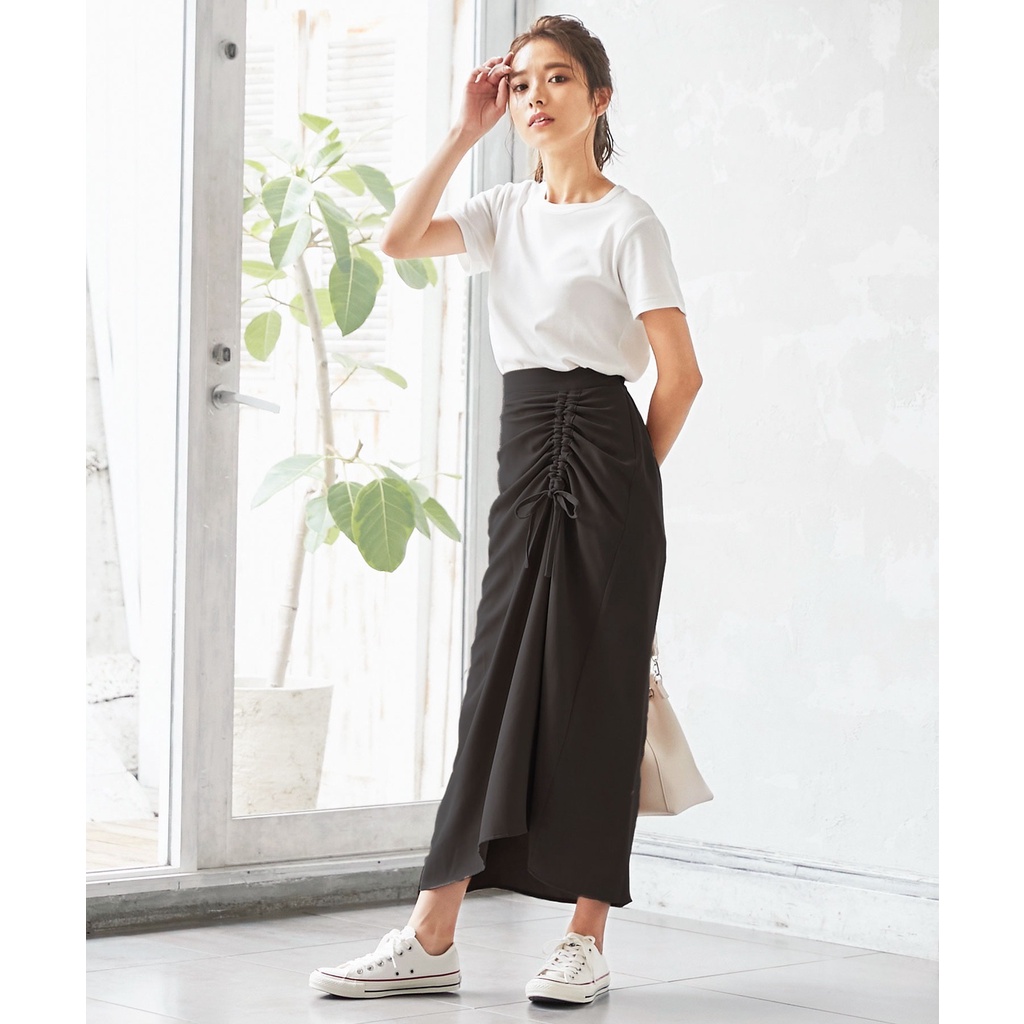 Rok Span Korean Style Serut Casual Flowy Midi Skirt Rok Serut Crinklle High Waist