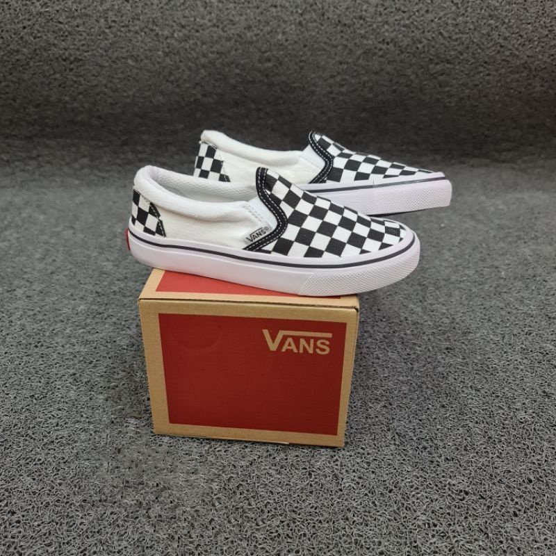 CAKO STORE OFFICIAL , SEPATU ANAK VANS CHECKBORAD SLIP ON KIDS TANPA TALI 26-35
