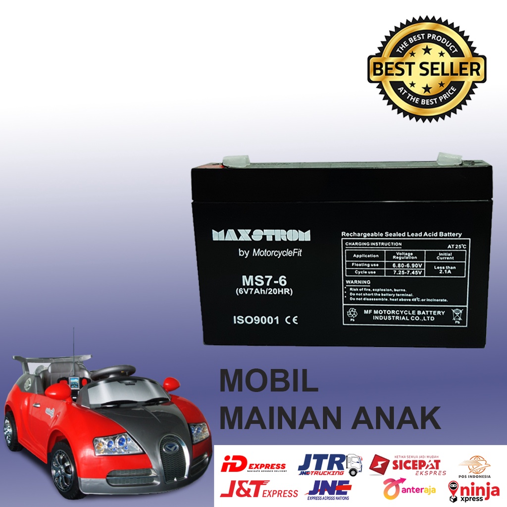 Aki Mainan Motor Anak 6V 7Ah Aki Mobil Mainan Anak VRLA MAXSTROM MS7-6