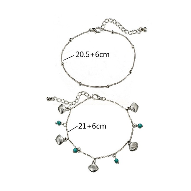 LRC Gelang Tangan Fashion Silver Color Shell Shape Decorated Anklet