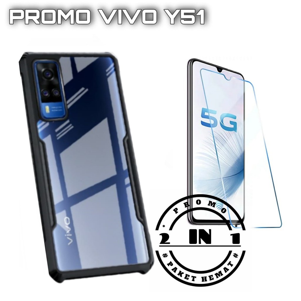 Paket 2IN1 Hard Case Dan Pelindung Layar Premium Casing Shockproof Transparant