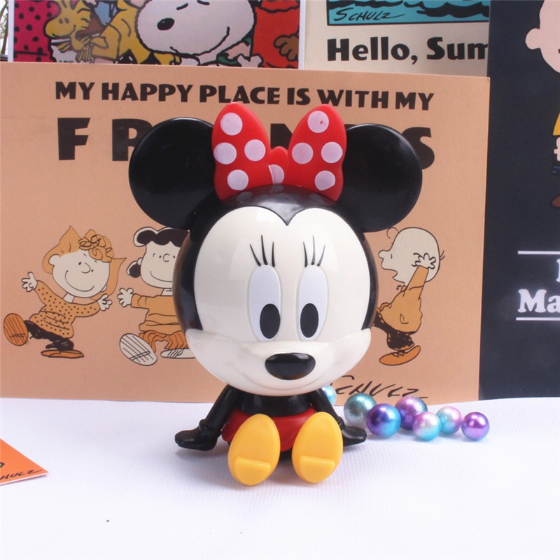 2pcs / Set Mainan Action Figure Disney Kepala Besar Mickey Minnie Mouse Untuk Dekorasi Kue Ulang Tahun Anak