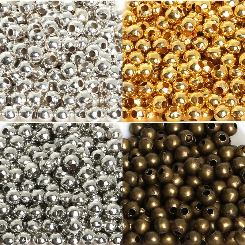 300-1000 Pcs Manik-Manik Spacer Bulat Bahan Logam Warna Perunggu Emas Ukuran 2.4 mm 3.2 mm 4mm Untuk Membuat Perhiasan