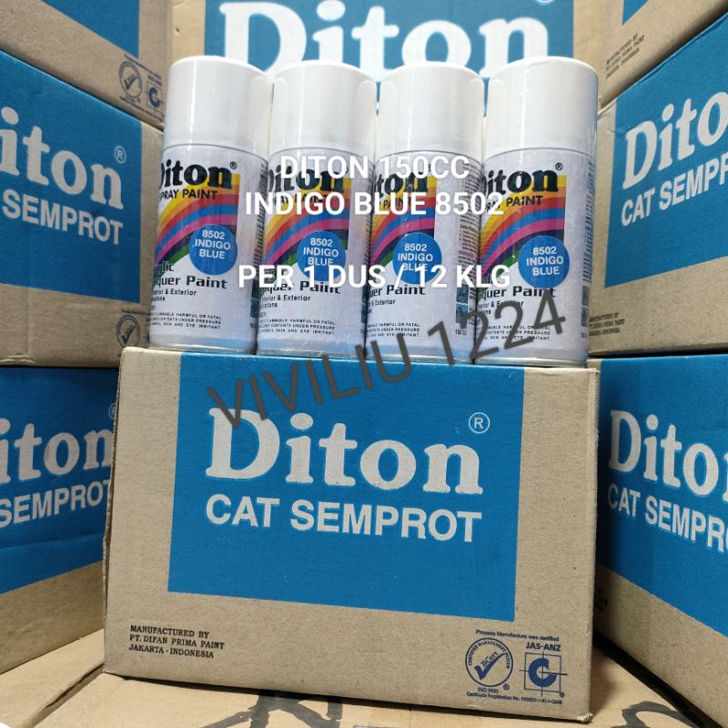 Pilok Cat Diton Indigo Blue 8502 Per 1 Dus / 12 Klg Biru Indigo 150cc Harga Per 1 Dus (12) Cat Semprot Diton 150cc Pilok Diton Pilox Diton Cat Diton 150cc