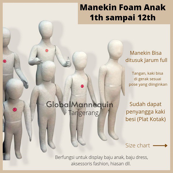 Manekin Anak Full Body Patung Anak Foam