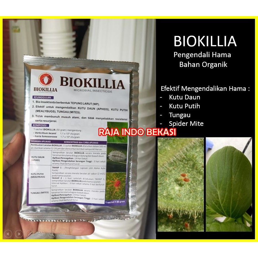 Organik Biokillia 50 Gr Gram Insek Microbial Insektisida Nabati Tungau Kutu Daun Kutu Putih