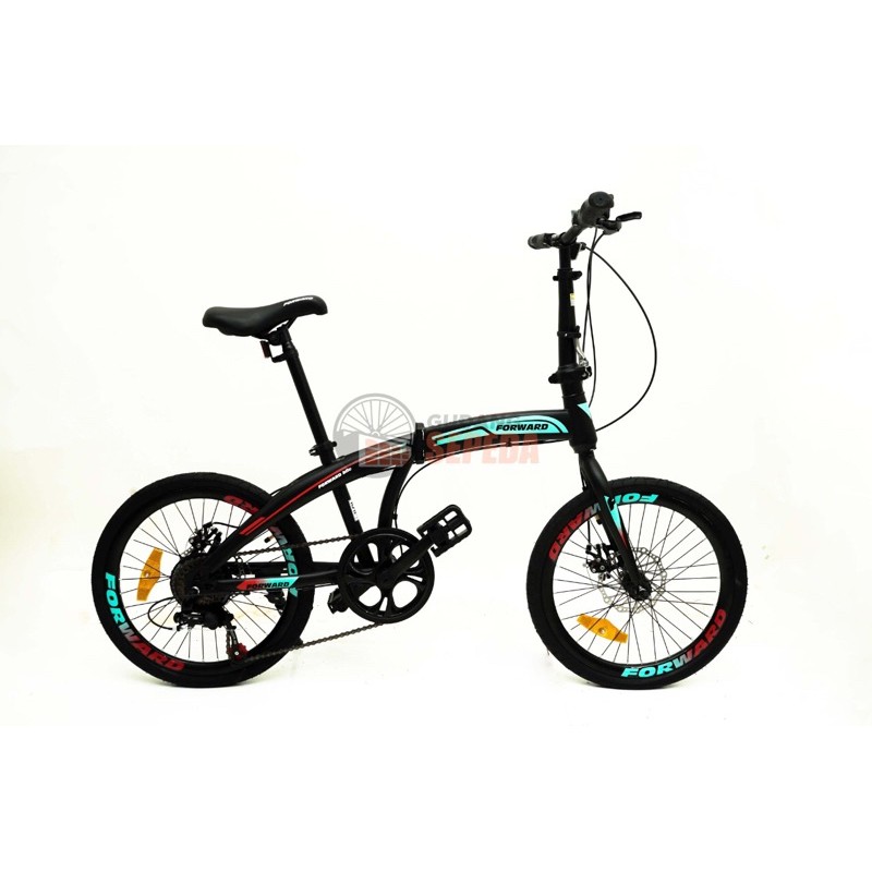 Sepeda Lipat Forward City 20 inch 7 Speed SNI termurah kredit COd Cicilan gojek murah folding bike-Black Blue