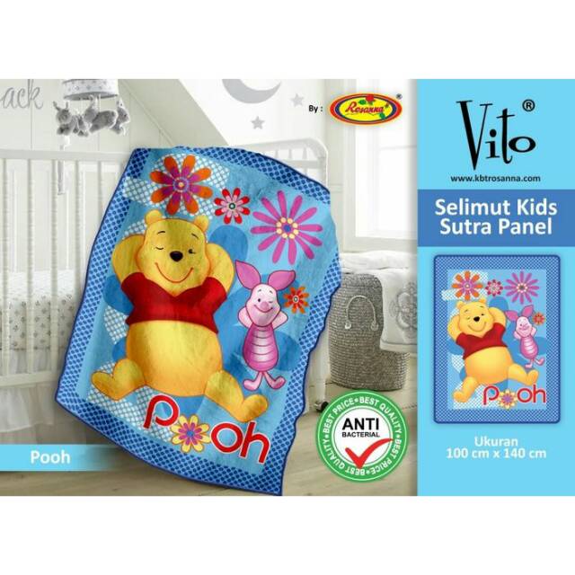 Selimut Anak Winnie The Pooh Ukuran 100x140 Merk Vito Selimut Vito Kids Karakter Winnie the Pooh