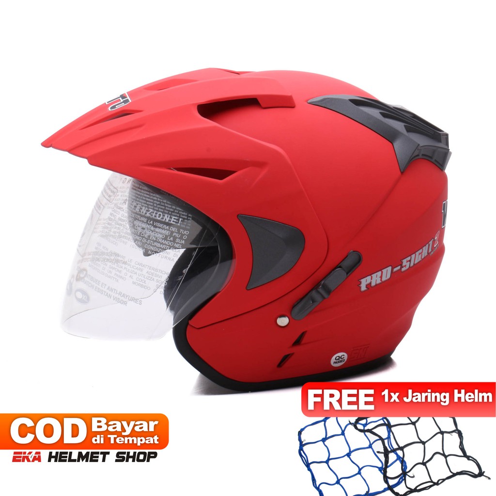 [Helm Dewasa] WTO Helmet Pro-Sight - Merah Doff + Promo Gratis Jaring Helm